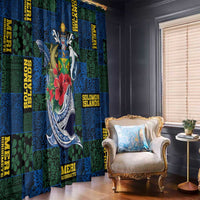 Solomon Islands Meri Kirihimete Window Curtain Funny Santa Riding Shark - Polynesian Pride