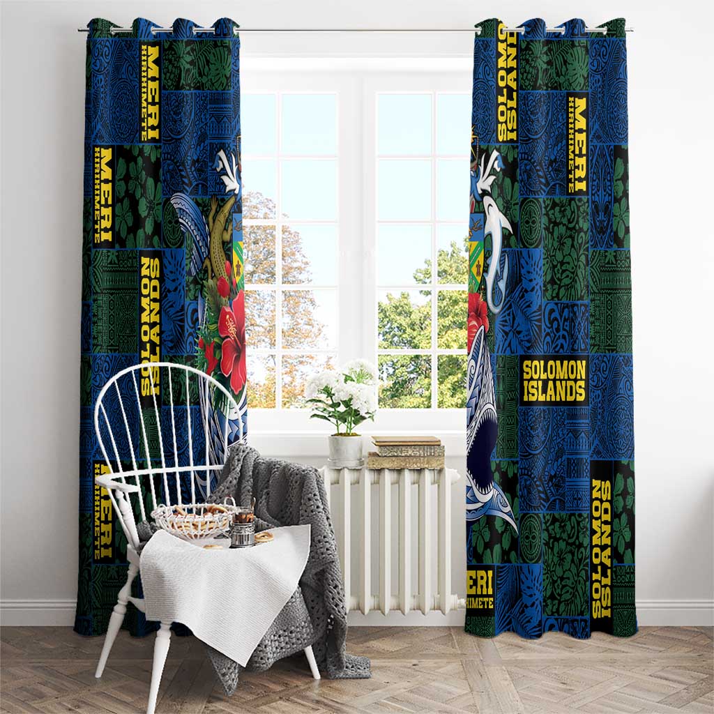 Solomon Islands Meri Kirihimete Window Curtain Funny Santa Riding Shark - Polynesian Pride