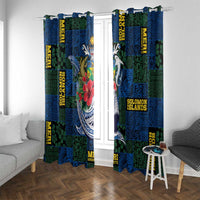 Solomon Islands Meri Kirihimete Window Curtain Funny Santa Riding Shark - Polynesian Pride