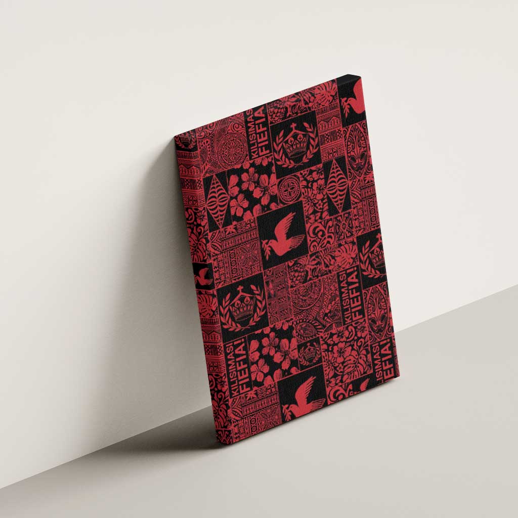 Black Tonga Kilisimasi Fiefia Canvas Wall Art Pacific Patchwork Xmas Vibes - Polynesian Pride