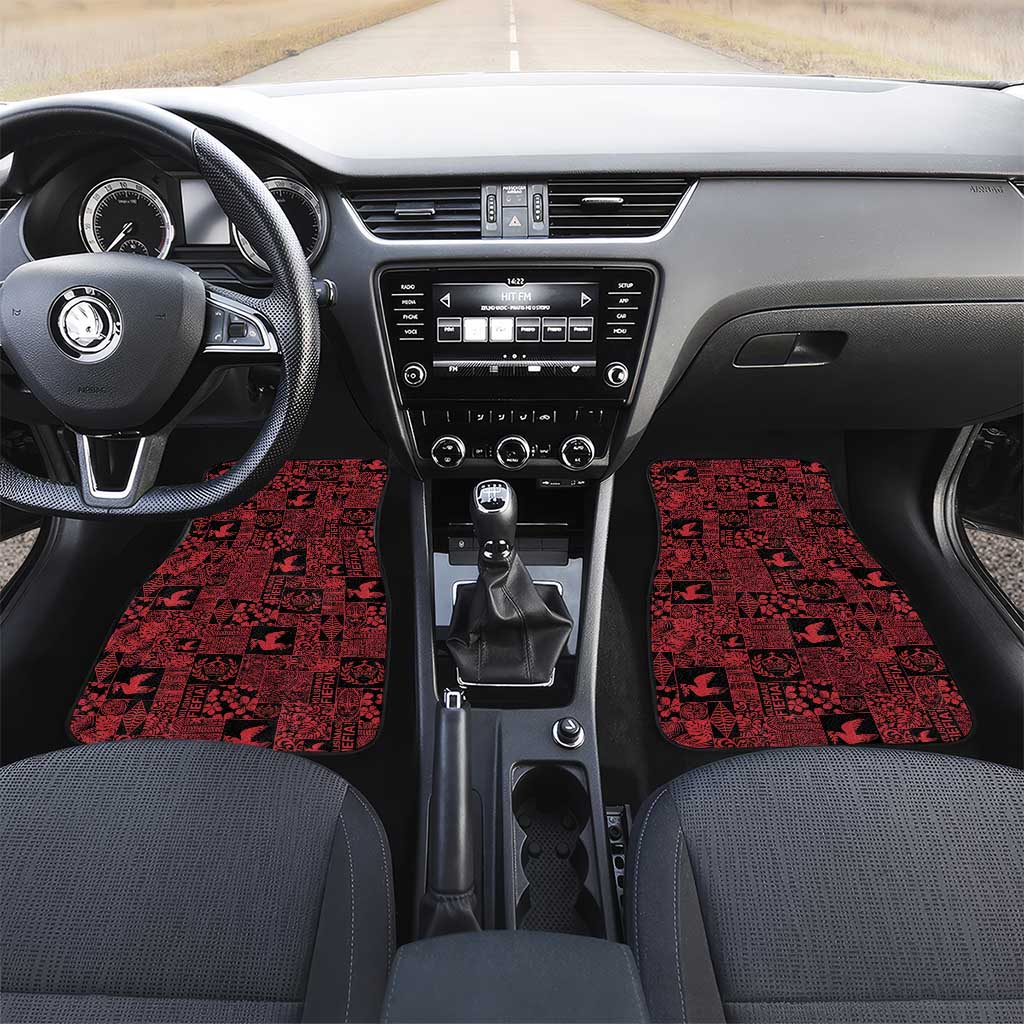 Black Tonga Kilisimasi Fiefia Car Mats Pacific Patchwork Xmas Vibes - Polynesian Pride
