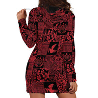 Black Tonga Kilisimasi Fiefia Hoodie Dress Pacific Patchwork Xmas Vibes - Polynesian Pride
