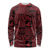Black Tonga Kilisimasi Fiefia Long Sleeve Shirt Pacific Patchwork Xmas Vibes LT9 Unisex Black - Polynesian Pride