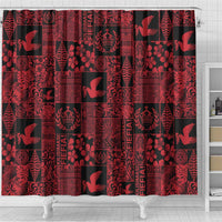 Black Tonga Kilisimasi Fiefia Shower Curtain Pacific Patchwork Xmas Vibes - Polynesian Pride