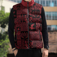 Black Tonga Kilisimasi Fiefia Sleeveless Puffer Jacket Pacific Patchwork Xmas Vibes - Polynesian Pride