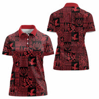 Black Tonga Kilisimasi Fiefia Women Polo Shirt Pacific Patchwork Xmas Vibes - Polynesian Pride