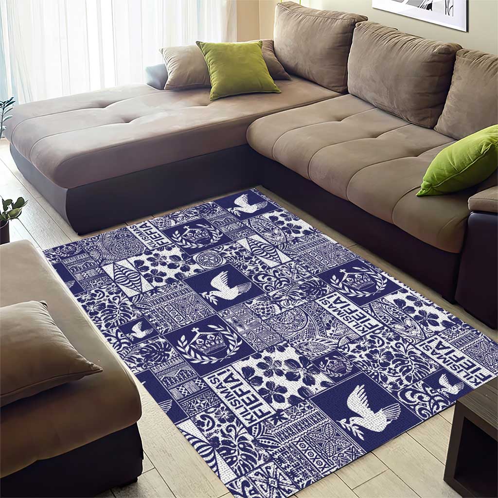 Blue Tonga Kilisimasi Fiefia Area Rug Pacific Patchwork Xmas Vibes - Polynesian Pride