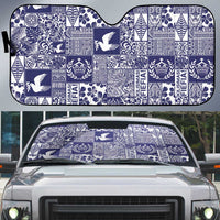 Blue Tonga Kilisimasi Fiefia Auto Sun Shade Pacific Patchwork Xmas Vibes - Polynesian Pride
