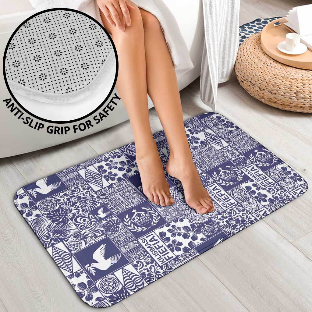 Blue Tonga Kilisimasi Fiefia Bathroom Set Pacific Patchwork Xmas Vibes - Polynesian Pride