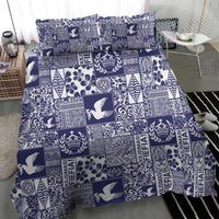 Blue Tonga Kilisimasi Fiefia Bedding Set Pacific Patchwork Xmas Vibes - Polynesian Pride