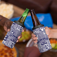 Blue Tonga Kilisimasi Fiefia 4 in 1 Can Cooler Tumbler Pacific Patchwork Xmas Vibes - Polynesian Pride