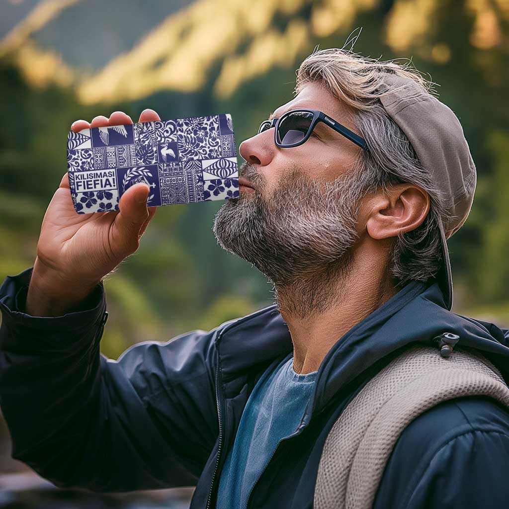 Blue Tonga Kilisimasi Fiefia 4 in 1 Can Cooler Tumbler Pacific Patchwork Xmas Vibes - Polynesian Pride