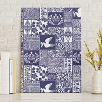 Blue Tonga Kilisimasi Fiefia Canvas Wall Art Pacific Patchwork Xmas Vibes - Polynesian Pride