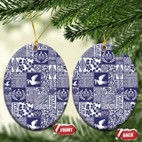 Blue Tonga Kilisimasi Fiefia Ceramic Ornament Pacific Patchwork Xmas Vibes - Polynesian Pride