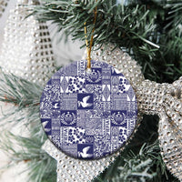 Blue Tonga Kilisimasi Fiefia Ceramic Ornament Pacific Patchwork Xmas Vibes - Polynesian Pride