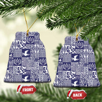 Blue Tonga Kilisimasi Fiefia Ceramic Ornament Pacific Patchwork Xmas Vibes - Polynesian Pride