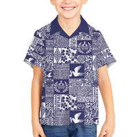 Blue Tonga Kilisimasi Fiefia Family Matching Summer Maxi Dress and Hawaiian Shirt Pacific Patchwork Xmas Vibes - Polynesian Pride