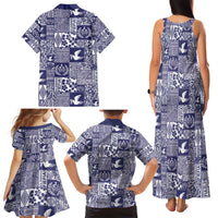 Blue Tonga Kilisimasi Fiefia Family Matching Tank Maxi Dress and Hawaiian Shirt Pacific Patchwork Xmas Vibes - Polynesian Pride