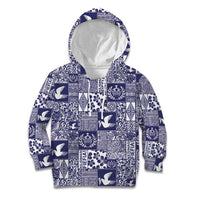 Blue Tonga Kilisimasi Fiefia Kid Hoodie Pacific Patchwork Xmas Vibes - Polynesian Pride