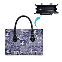 Blue Tonga Kilisimasi Fiefia Leather Bag Pacific Patchwork Xmas Vibes - Polynesian Pride