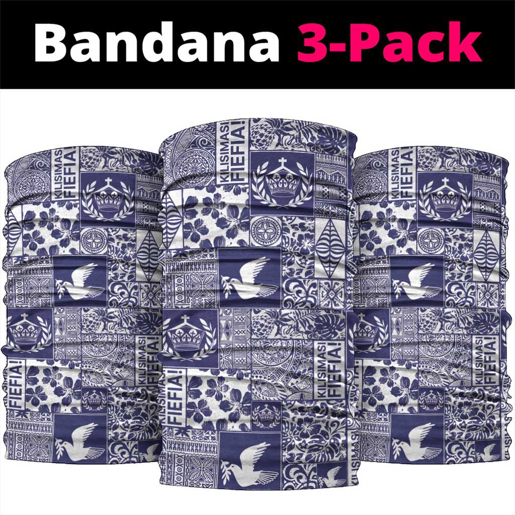 Blue Tonga Kilisimasi Fiefia Neck Gaiter Pacific Patchwork Xmas Vibes - Polynesian Pride