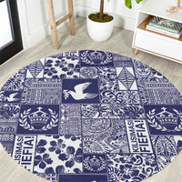 Blue Tonga Kilisimasi Fiefia Round Carpet Pacific Patchwork Xmas Vibes - Polynesian Pride
