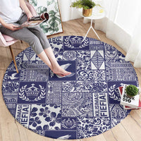 Blue Tonga Kilisimasi Fiefia Round Carpet Pacific Patchwork Xmas Vibes - Polynesian Pride
