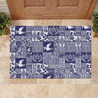 Blue Tonga Kilisimasi Fiefia Rubber Doormat Pacific Patchwork Xmas Vibes - Polynesian Pride