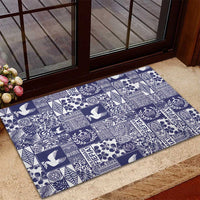 Blue Tonga Kilisimasi Fiefia Rubber Doormat Pacific Patchwork Xmas Vibes - Polynesian Pride