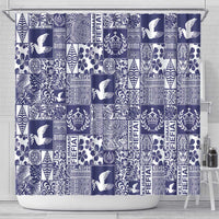 Blue Tonga Kilisimasi Fiefia Shower Curtain Pacific Patchwork Xmas Vibes - Polynesian Pride