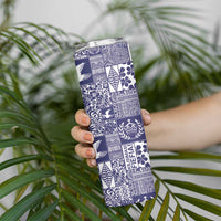 Blue Tonga Kilisimasi Fiefia Skinny Tumbler Pacific Patchwork Xmas Vibes - Polynesian Pride