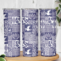 Blue Tonga Kilisimasi Fiefia Skinny Tumbler Pacific Patchwork Xmas Vibes - Polynesian Pride