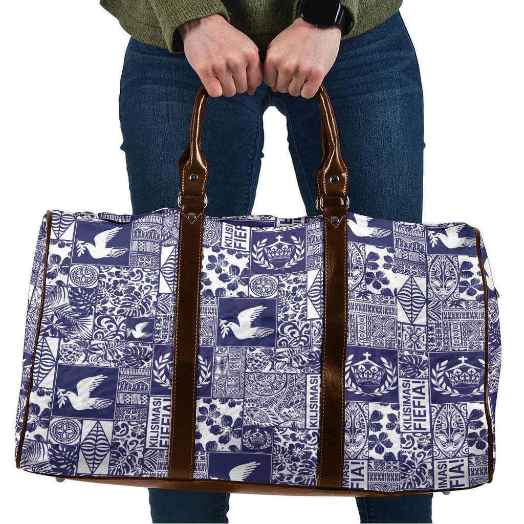 Blue Tonga Kilisimasi Fiefia Travel Bag Pacific Patchwork Xmas Vibes LT9 Blue - Polynesian Pride