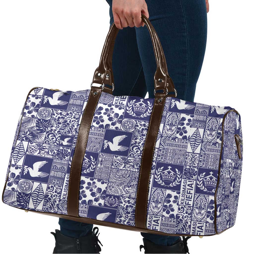 Blue Tonga Kilisimasi Fiefia Travel Bag Pacific Patchwork Xmas Vibes LT9 - Polynesian Pride