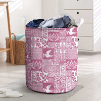 Pink Tonga Kilisimasi Fiefia Laundry Basket Pacific Patchwork Xmas Vibes - Polynesian Pride