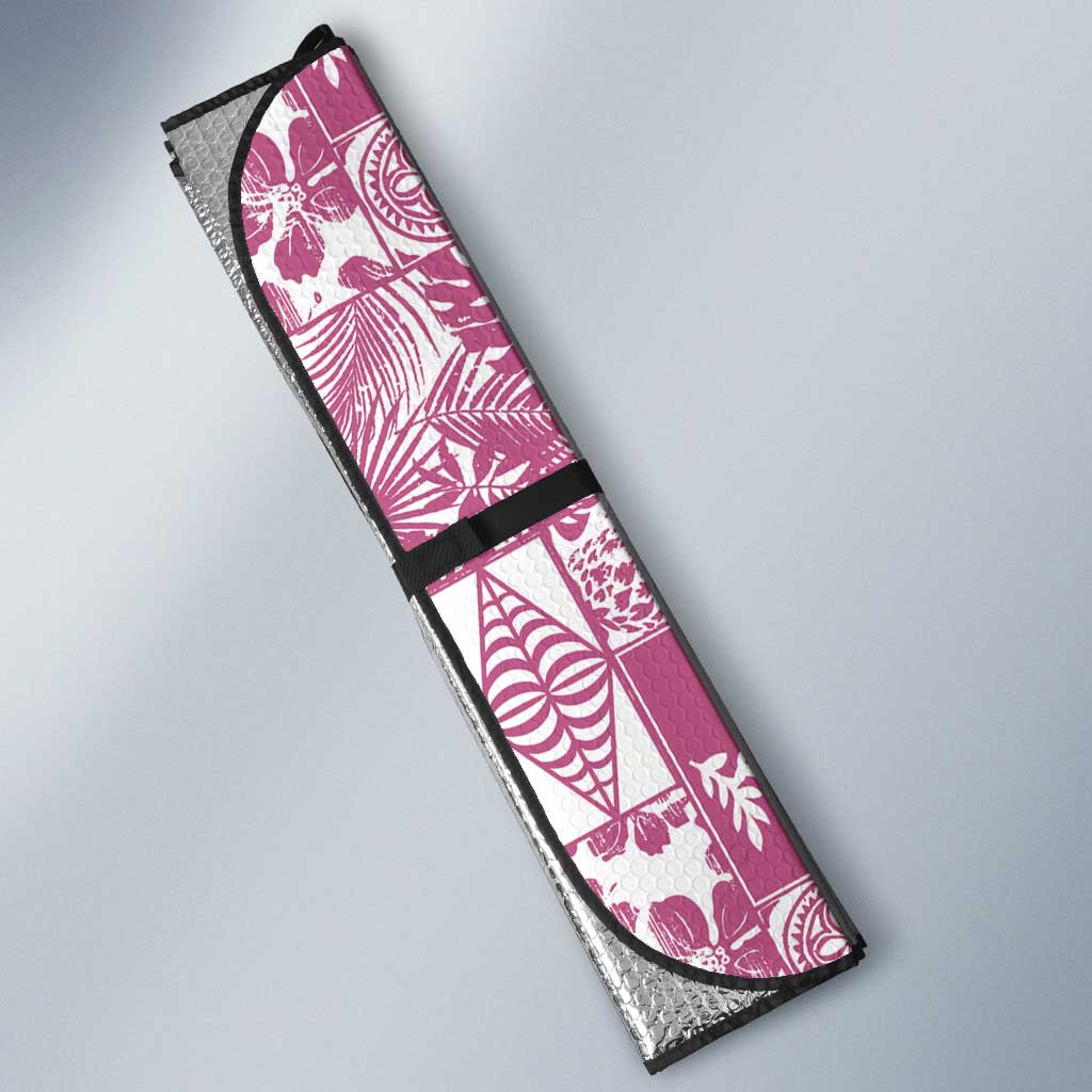Pink Tonga Kilisimasi Fiefia Auto Sun Shade Pacific Patchwork Xmas Vibes - Polynesian Pride