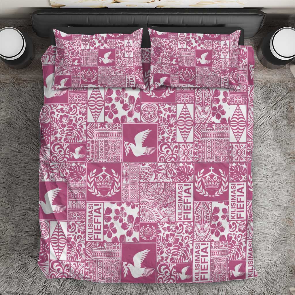 Pink Tonga Kilisimasi Fiefia Bedding Set Pacific Patchwork Xmas Vibes - Polynesian Pride