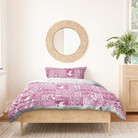 Pink Tonga Kilisimasi Fiefia Bedding Set Pacific Patchwork Xmas Vibes - Polynesian Pride