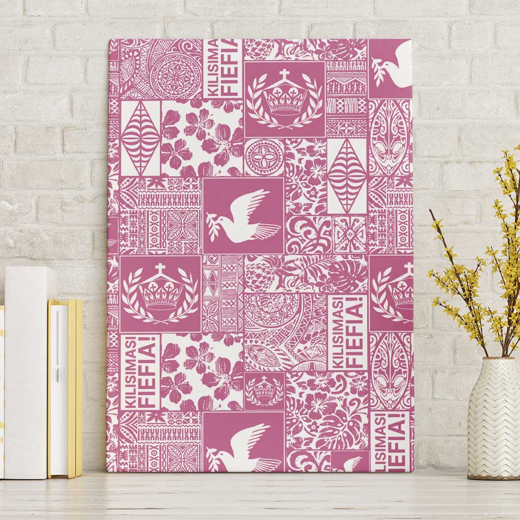 Pink Tonga Kilisimasi Fiefia Canvas Wall Art Pacific Patchwork Xmas Vibes - Polynesian Pride