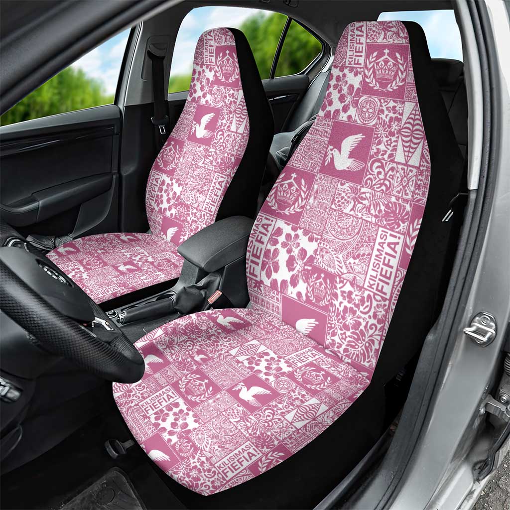 Pink Tonga Kilisimasi Fiefia Car Seat Cover Pacific Patchwork Xmas Vibes - Polynesian Pride