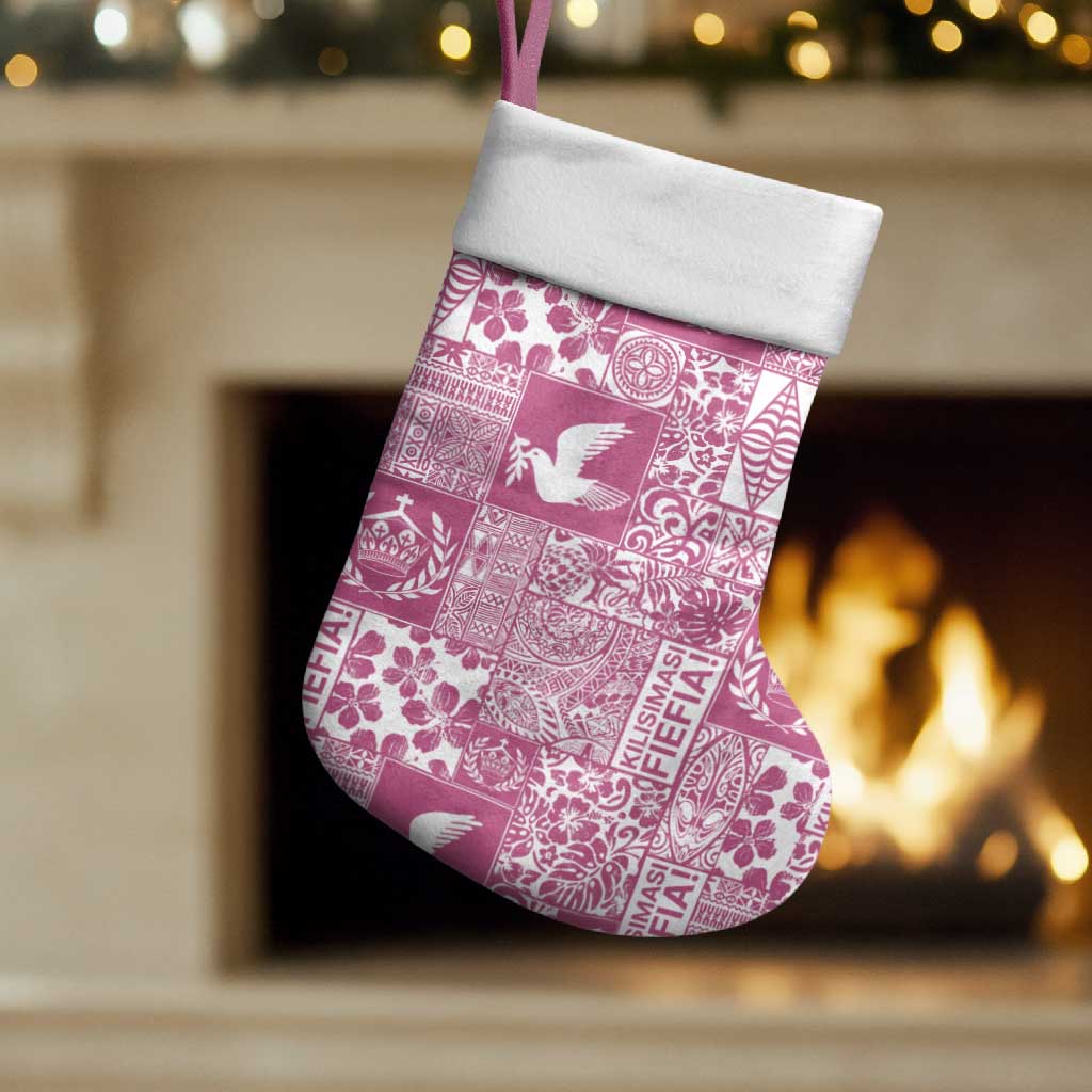 Pink Tonga Kilisimasi Fiefia Christmas Stocking Pacific Patchwork Xmas Vibes - Polynesian Pride