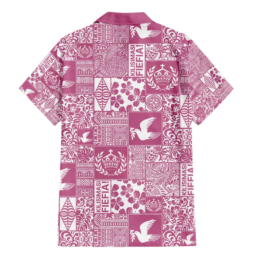 Pink Tonga Kilisimasi Fiefia Family Matching Mermaid Dress and Hawaiian Shirt Pacific Patchwork Xmas Vibes - Polynesian Pride