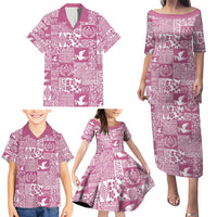 Pink Tonga Kilisimasi Fiefia Family Matching Puletasi and Hawaiian Shirt Pacific Patchwork Xmas Vibes - Polynesian Pride