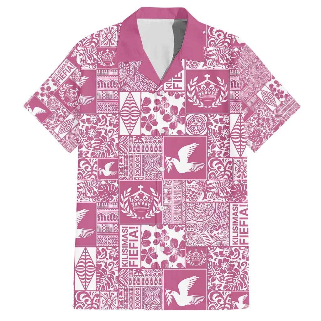 Pink Tonga Kilisimasi Fiefia Hawaiian Shirt Pacific Patchwork Xmas Vibes - Polynesian Pride