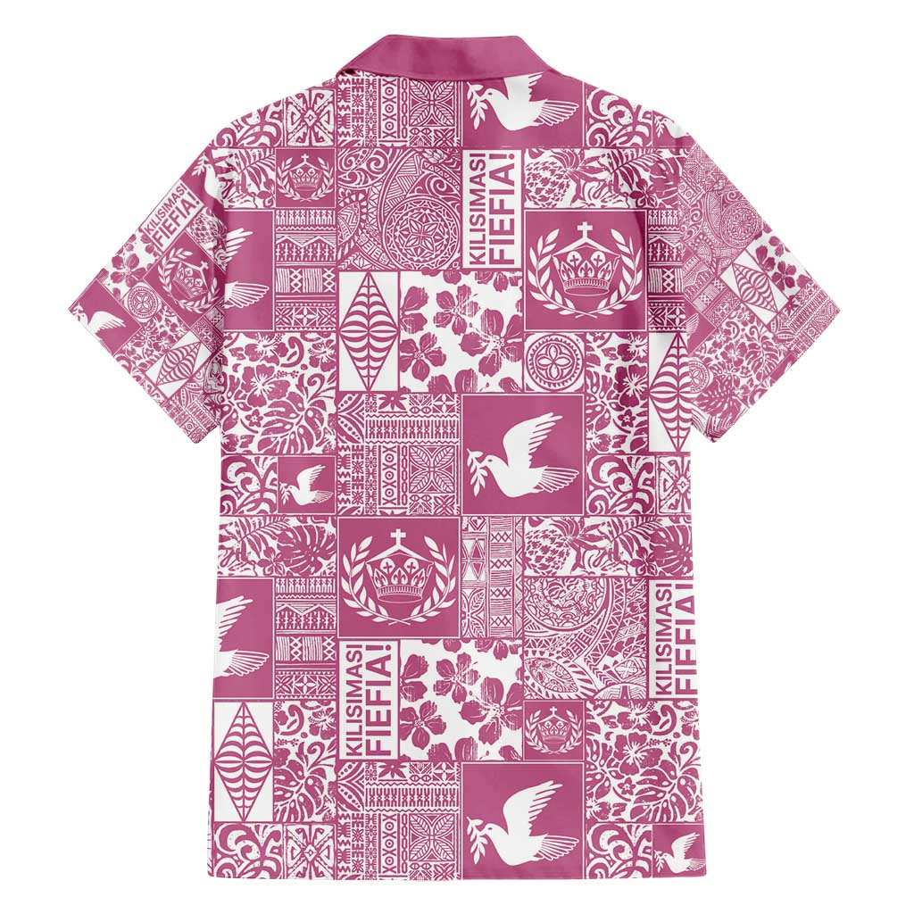 Pink Tonga Kilisimasi Fiefia Hawaiian Shirt Pacific Patchwork Xmas Vibes - Polynesian Pride
