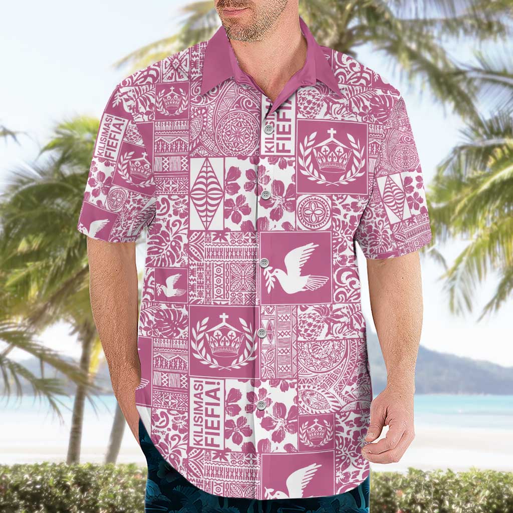 Pink Tonga Kilisimasi Fiefia Hawaiian Shirt Pacific Patchwork Xmas Vibes - Polynesian Pride