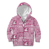 Pink Tonga Kilisimasi Fiefia Kid Hoodie Pacific Patchwork Xmas Vibes - Polynesian Pride