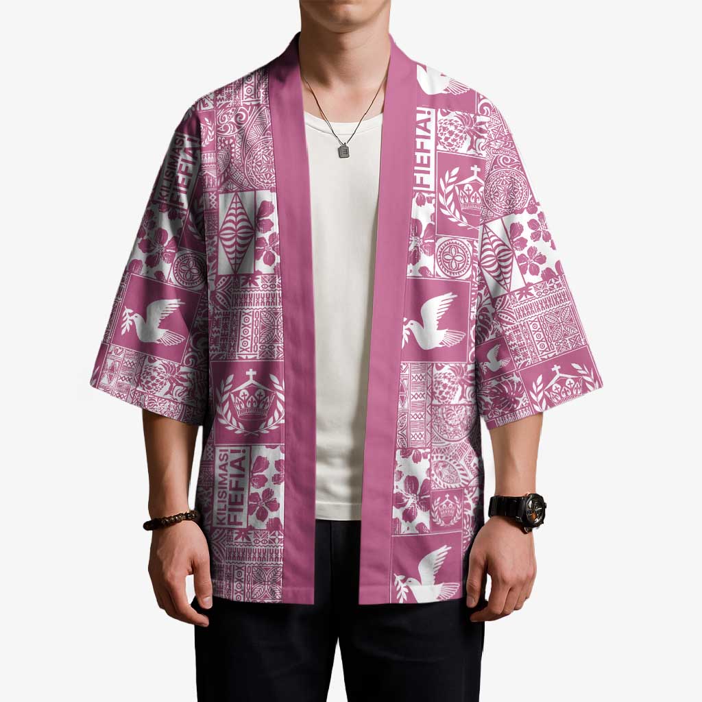 Pink Tonga Kilisimasi Fiefia Kimono Pacific Patchwork Xmas Vibes - Polynesian Pride