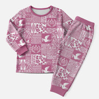 Pink Tonga Kilisimasi Fiefia Christmas Pajama Set Pacific Patchwork Xmas Vibes - Polynesian Pride