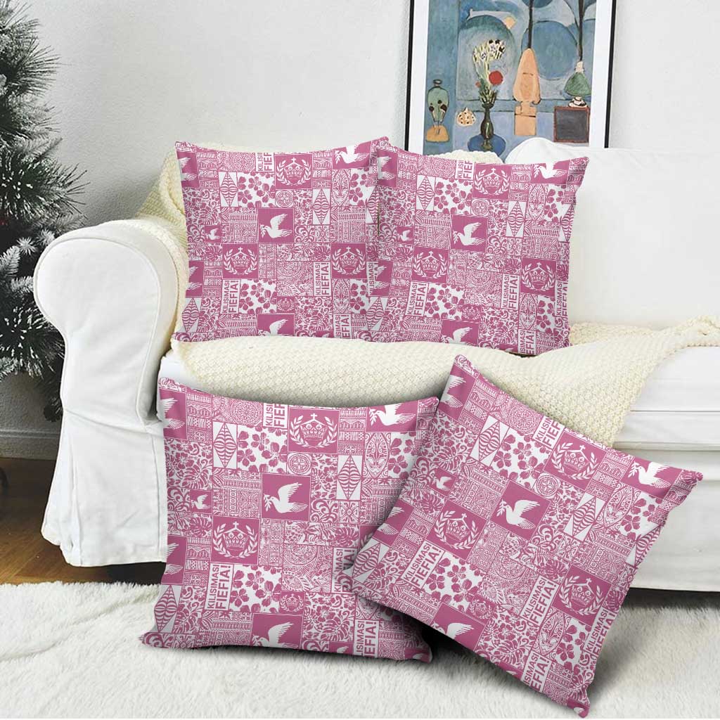 Pink Tonga Kilisimasi Fiefia Pillow Cover Pacific Patchwork Xmas Vibes - Polynesian Pride